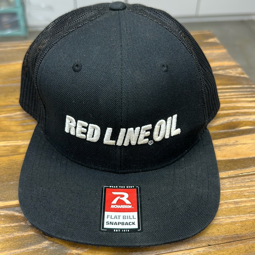Red Line Oil Flat Bill SnapBack by Richardson Baseball Trucker Hat Cap 511 Style